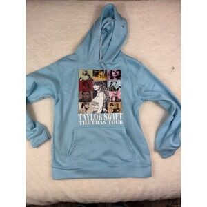 Taylor Swift The Eras Tour Hoodie Light Blue Concert Merch Graphic Sweatshirt S